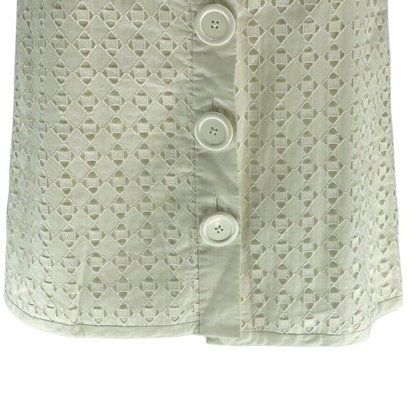 Tibi New York Womens Lace Midi Skirt Size 6 Ivory Button Front - Picture 5 of 10
